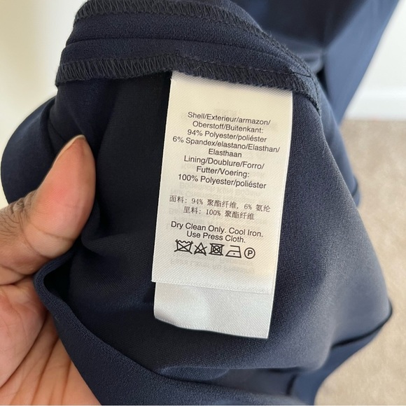 DKNY Women’s Cocktail Dress size 2 Navy Blue Full Length Pouf Sleeve Mermaid - Picture 14 of 15